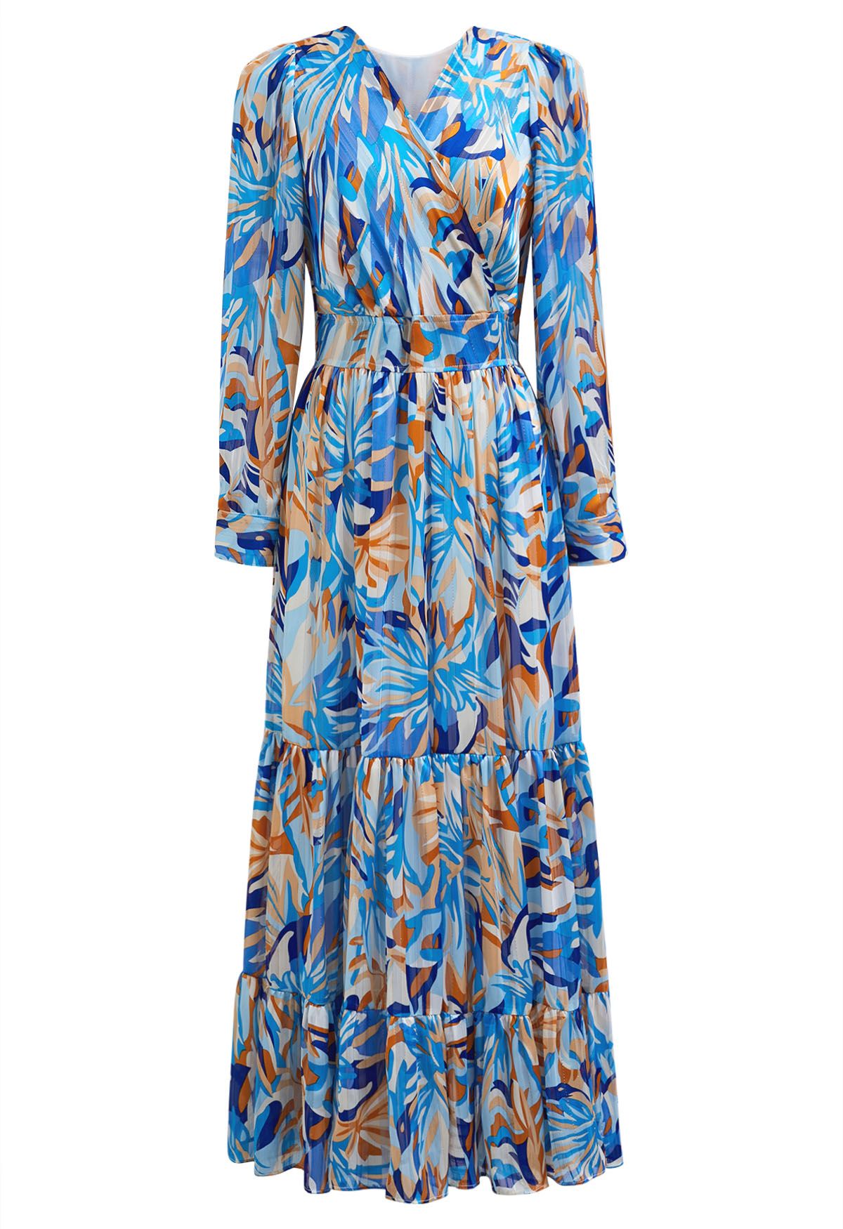 Island Vibes Faux-Wrap Frilling Maxi Dress