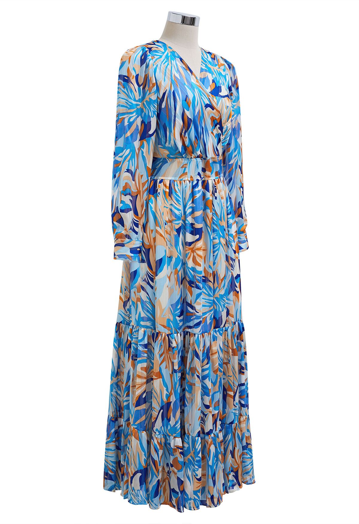 Island Vibes Faux-Wrap Frilling Maxi Dress