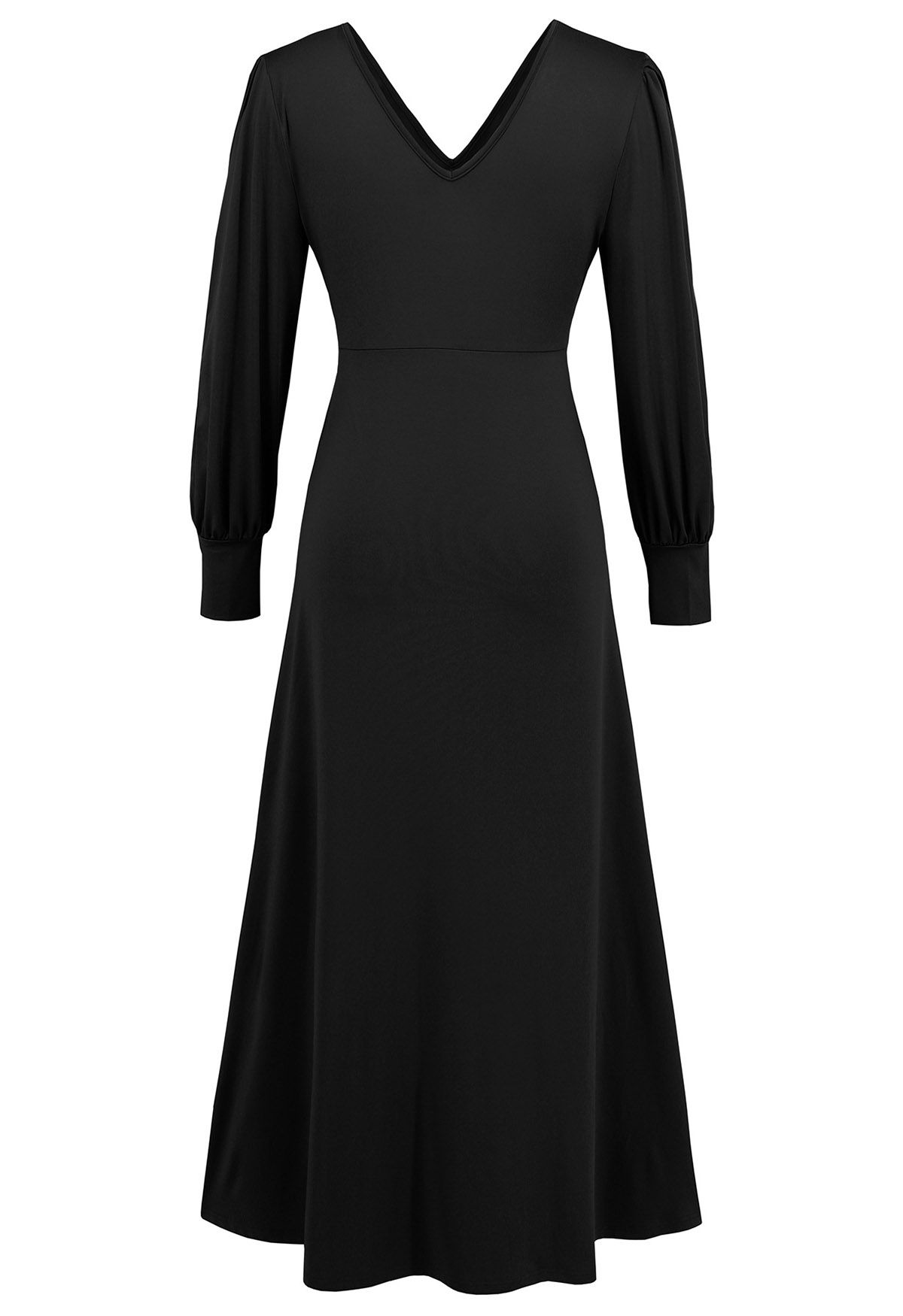 Twist Front V Neck Cutout Sleeve Maxi Dress in Black Retro Indie and Unique Fashion