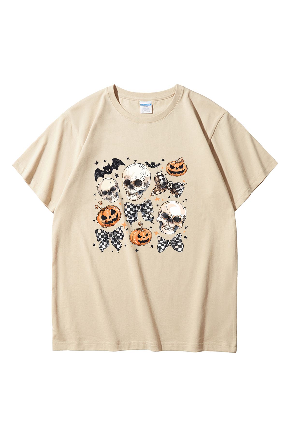 Skulls and Checkered Bows Pattern T-Shirt