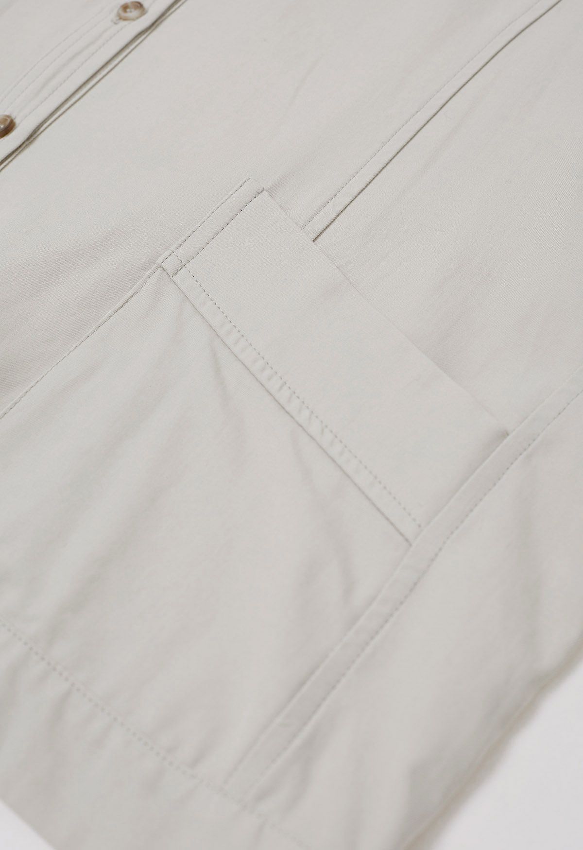 Minimalist Front Pocket Button Down Shirt in Ivory