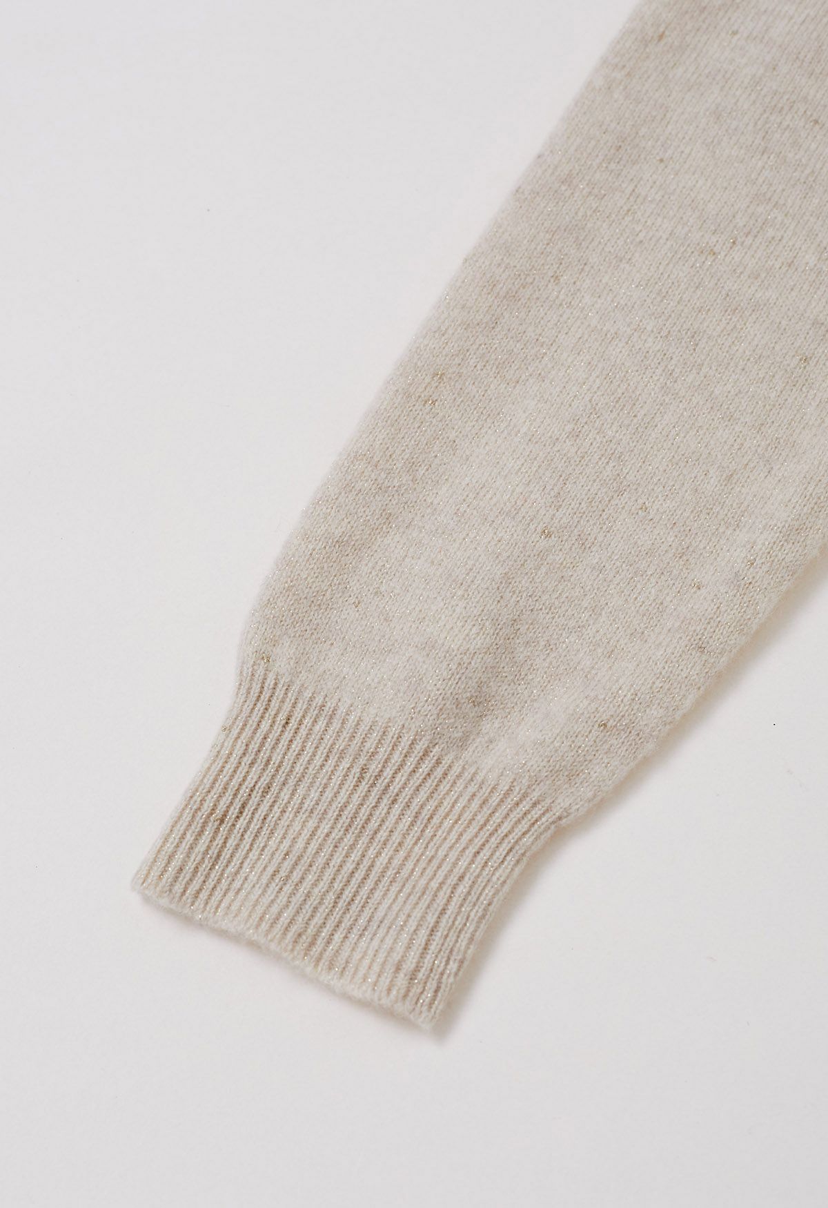 Integral Metallic Thread Mock Neck Wool Sweater in Oatmeal