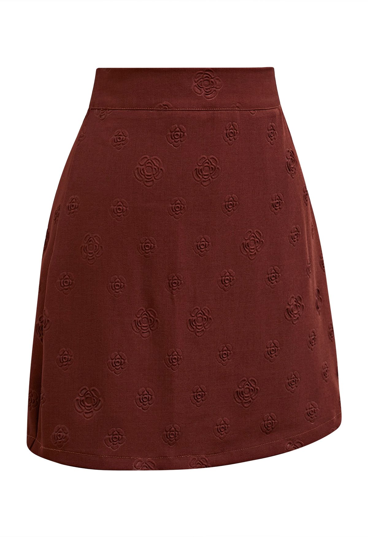 Embossed Rose Mini Bud Skirt in Burgundy