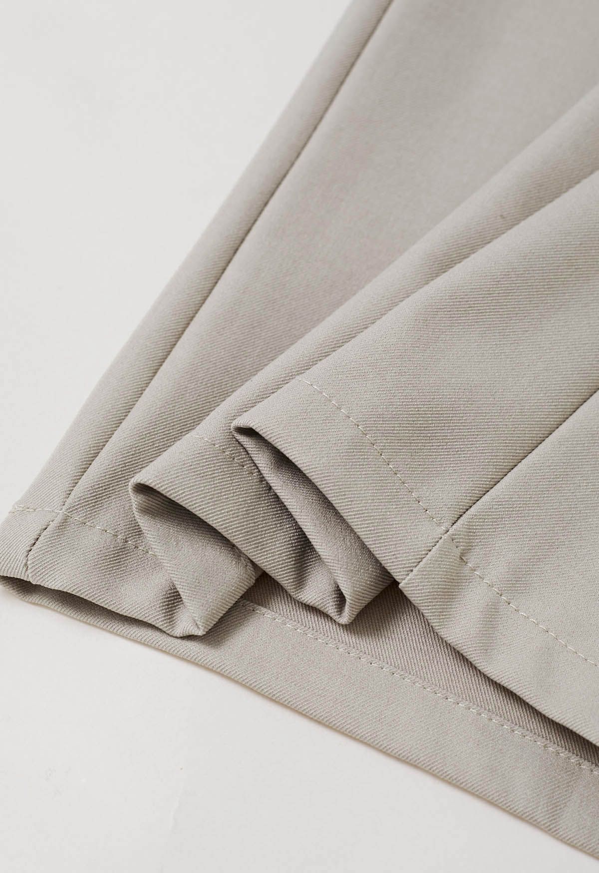 Asymmetric Flap Buttoned Straight-Leg Pants in Linen