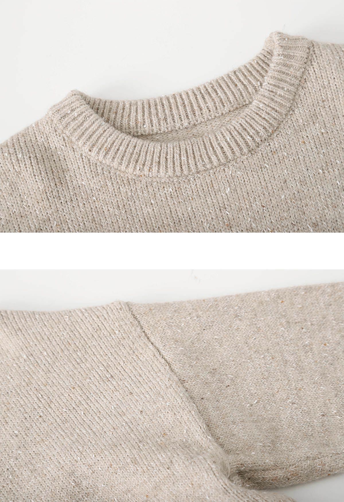 Fundamental Mix-Knit Ribbed Sweater in Oatmeal