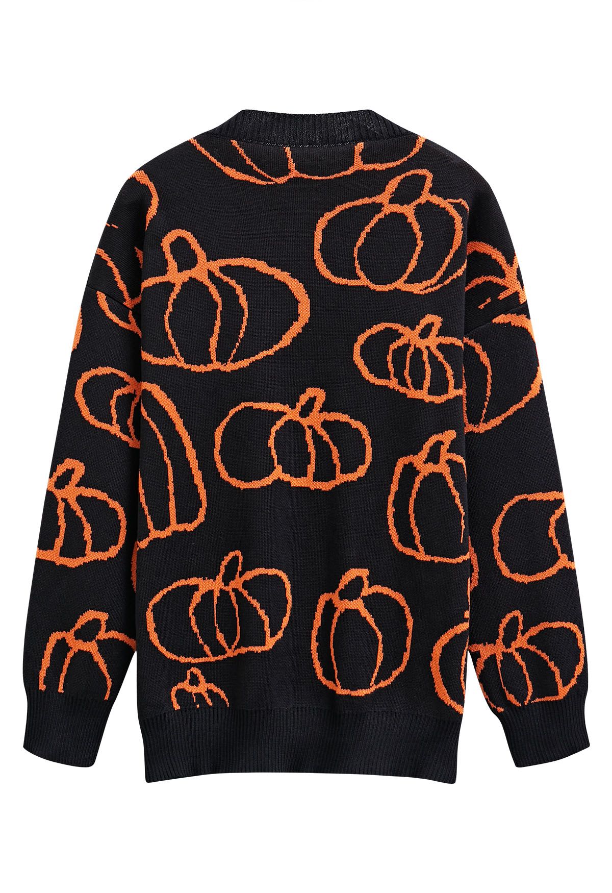 Festive Pumpkin Open Front Knit Cardigan