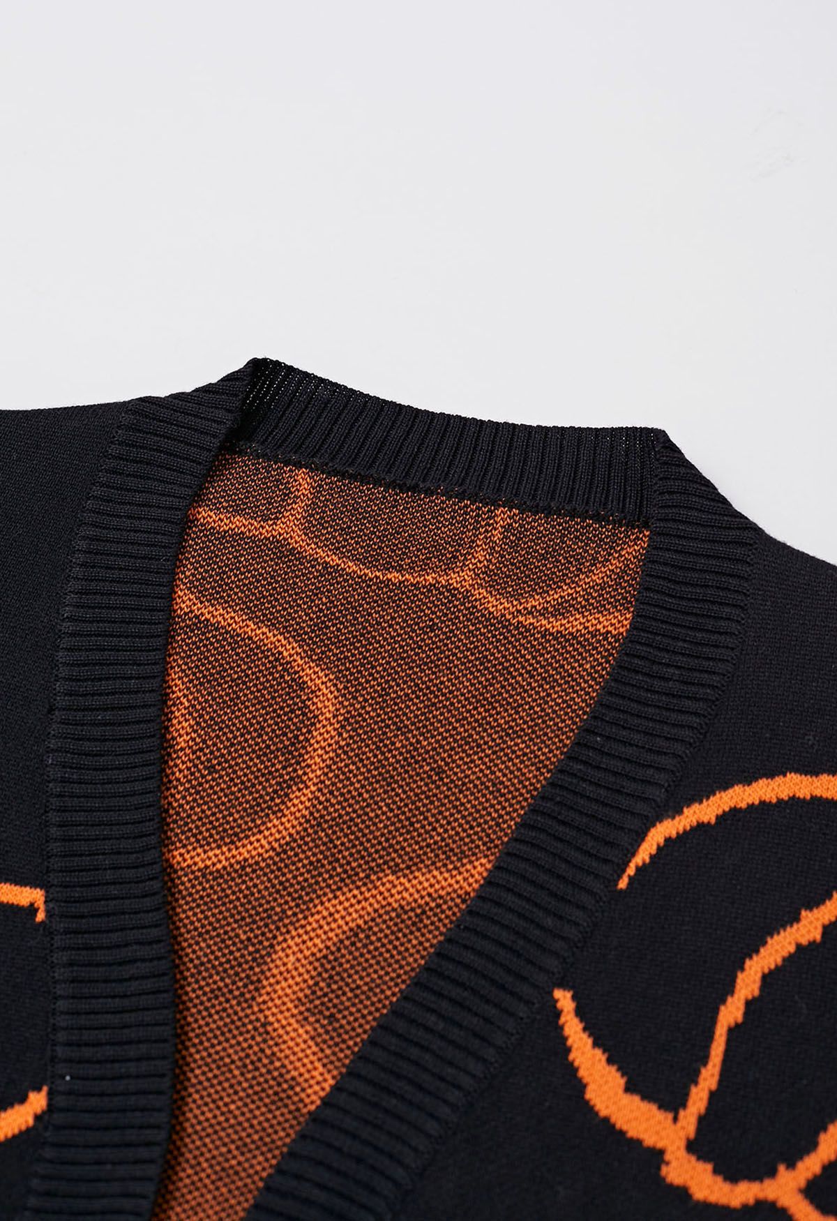 Festive Pumpkin Open Front Knit Cardigan