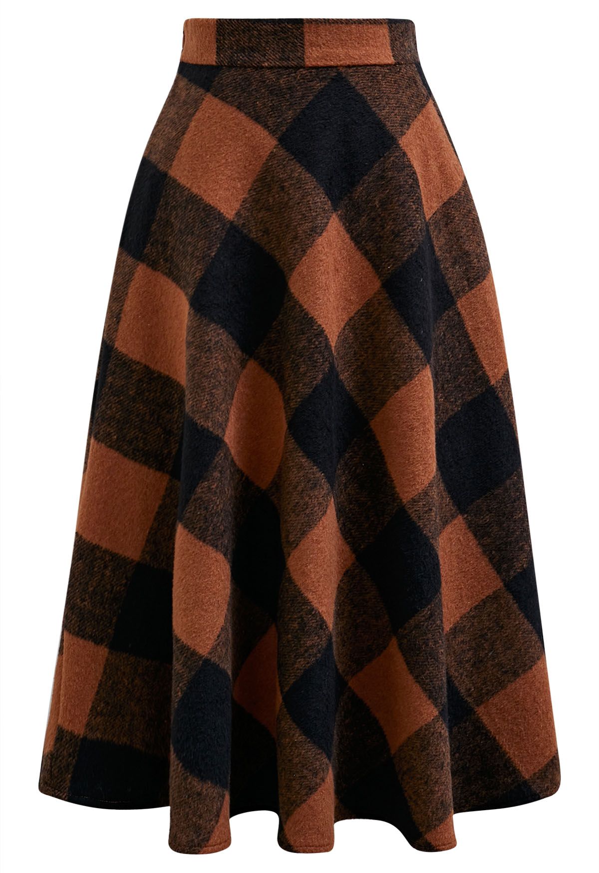 Rustic Fall Charm Check Flare Skirt