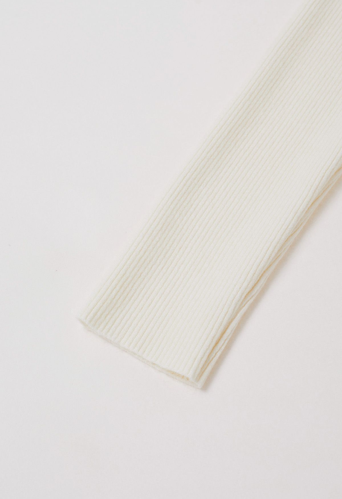 Slanted Hem Ribbed Knit Top in White