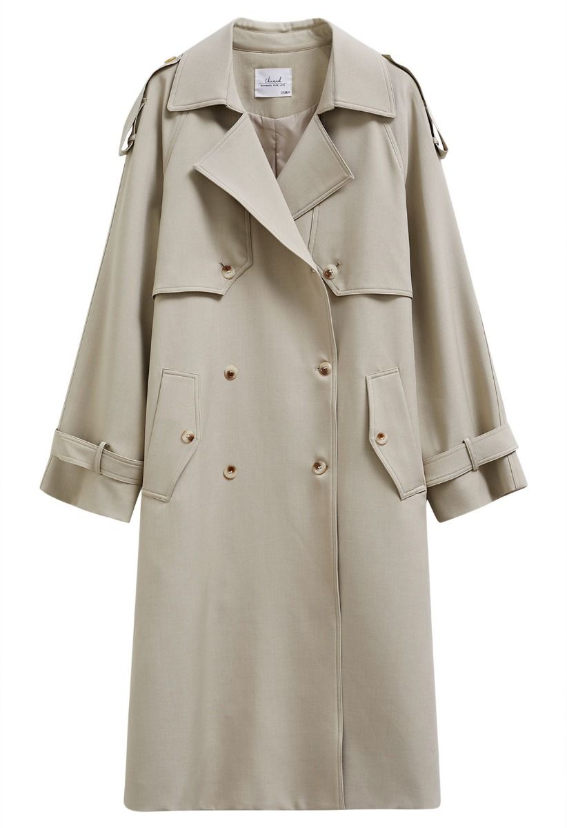 New Icon Double-Breasted Trench Coat in Light Khaki