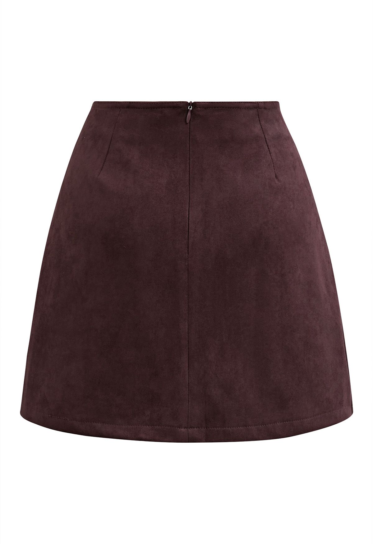 Retro Chic Faux Suede Mini Skirt in Burgundy