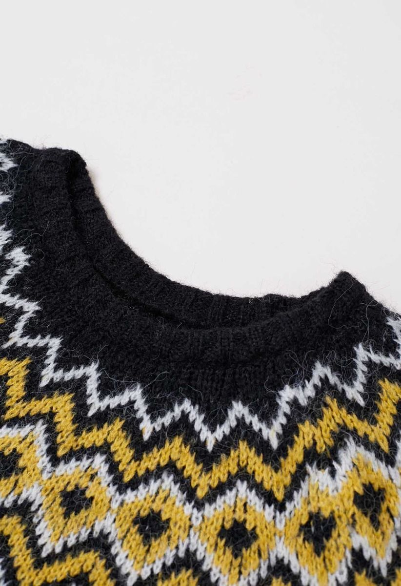 Nordic Charm Fair Isle Knit Sweater in Grey