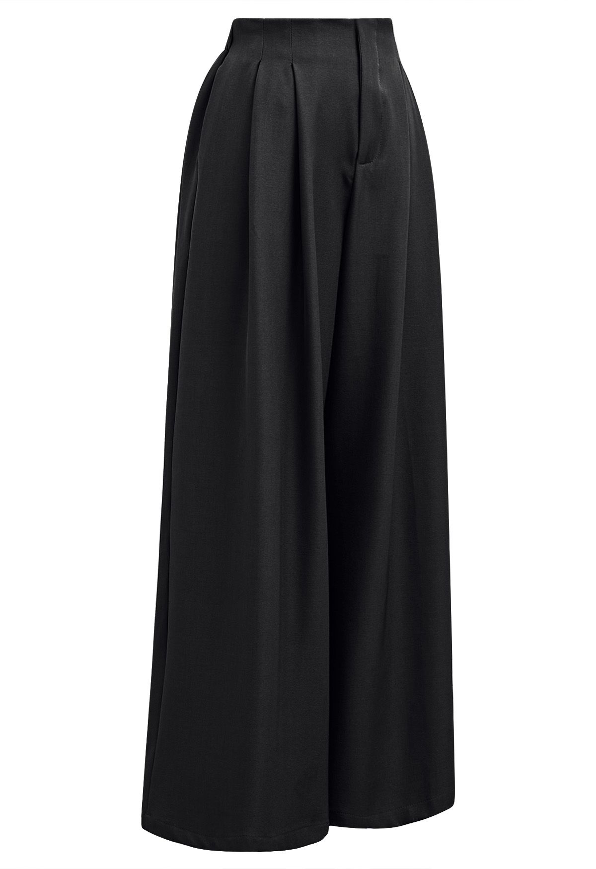 Allure in Motion Elastic Waist Pleats Palazzo Pants in Black