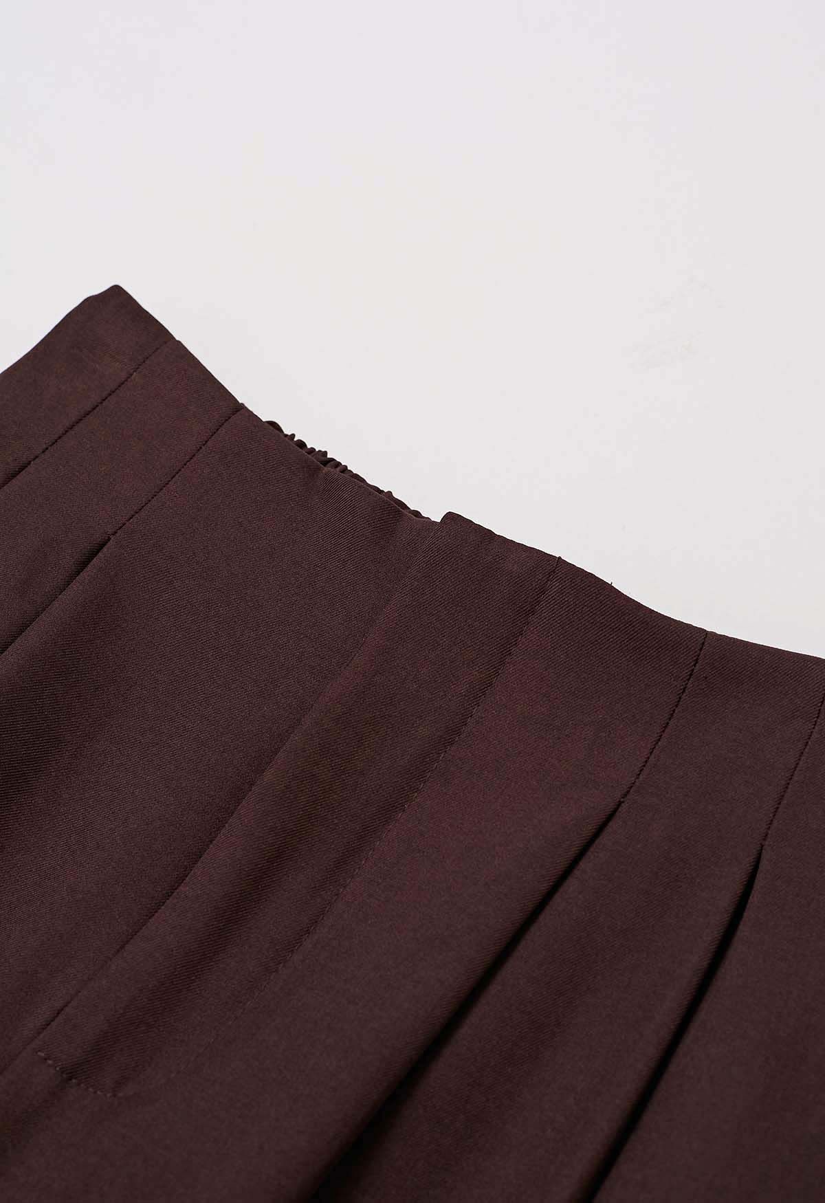 Allure in Motion Elastic Waist Pleats Palazzo Pants in Burgundy