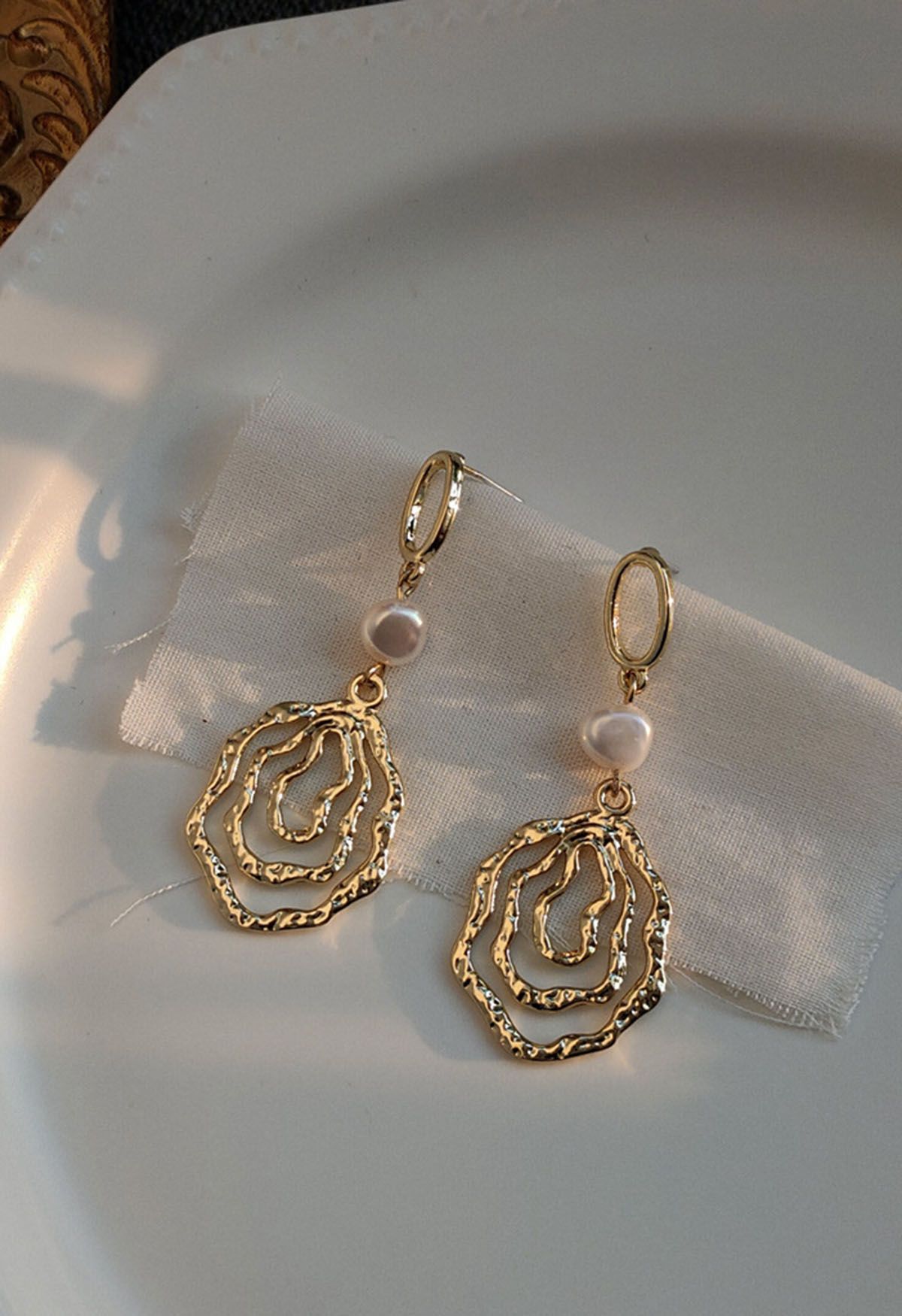 Hollow Out Freshwater Pearl Earrings