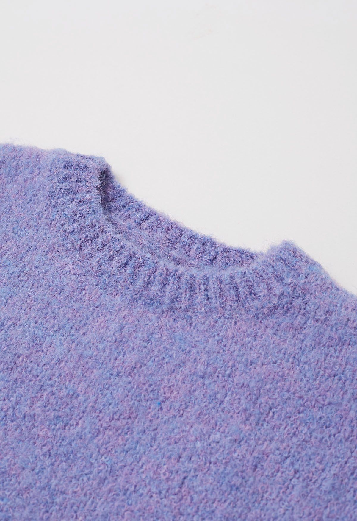 Ribbed Fuzzy Soft Knit Sweater in Purple