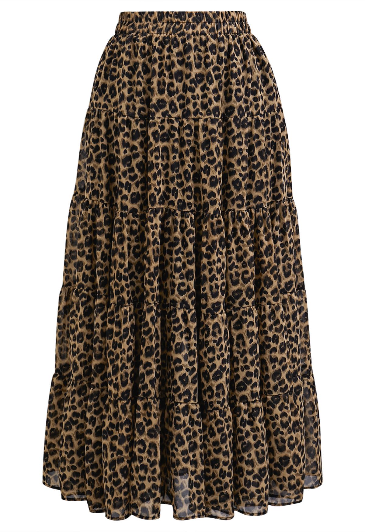 Wild Side Animal Print Chiffon Midi Skirt