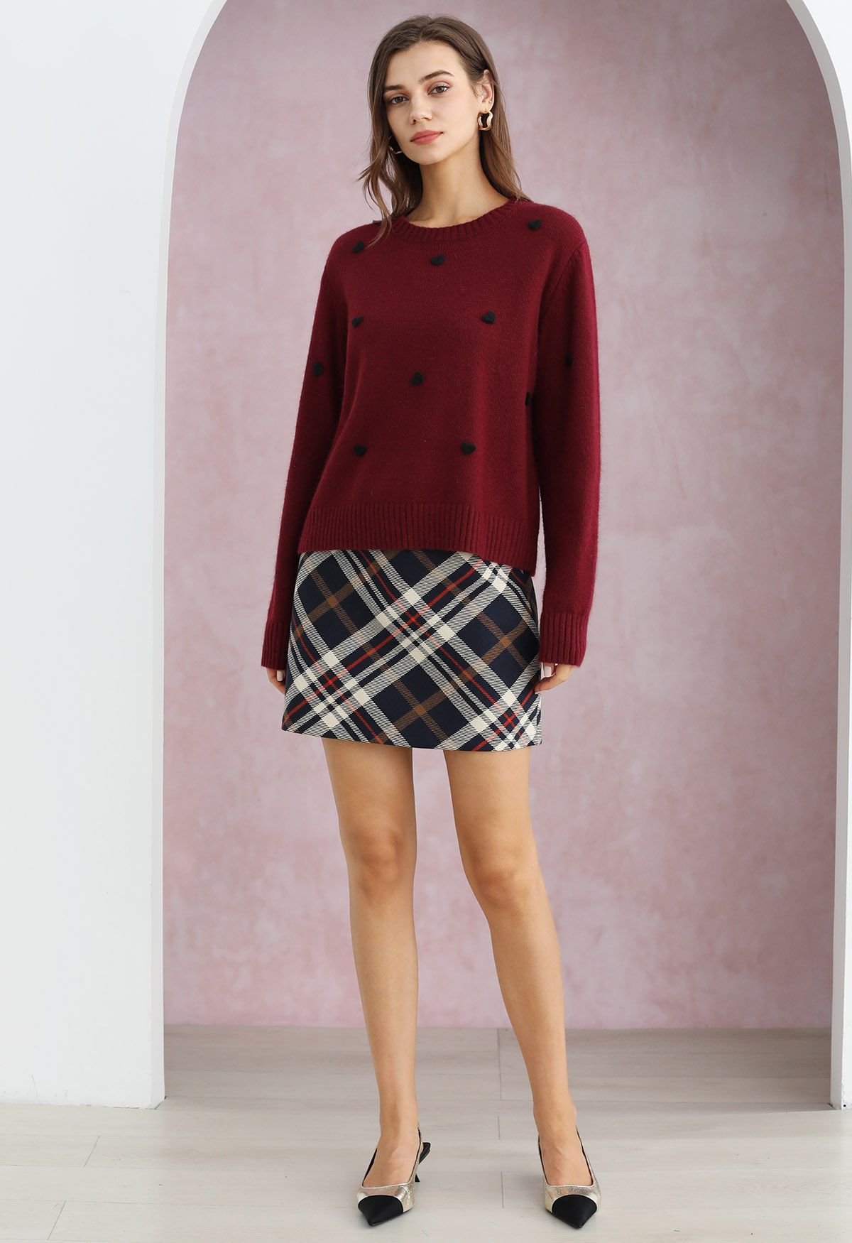 Trendy Plaid Mini Bud Skirt