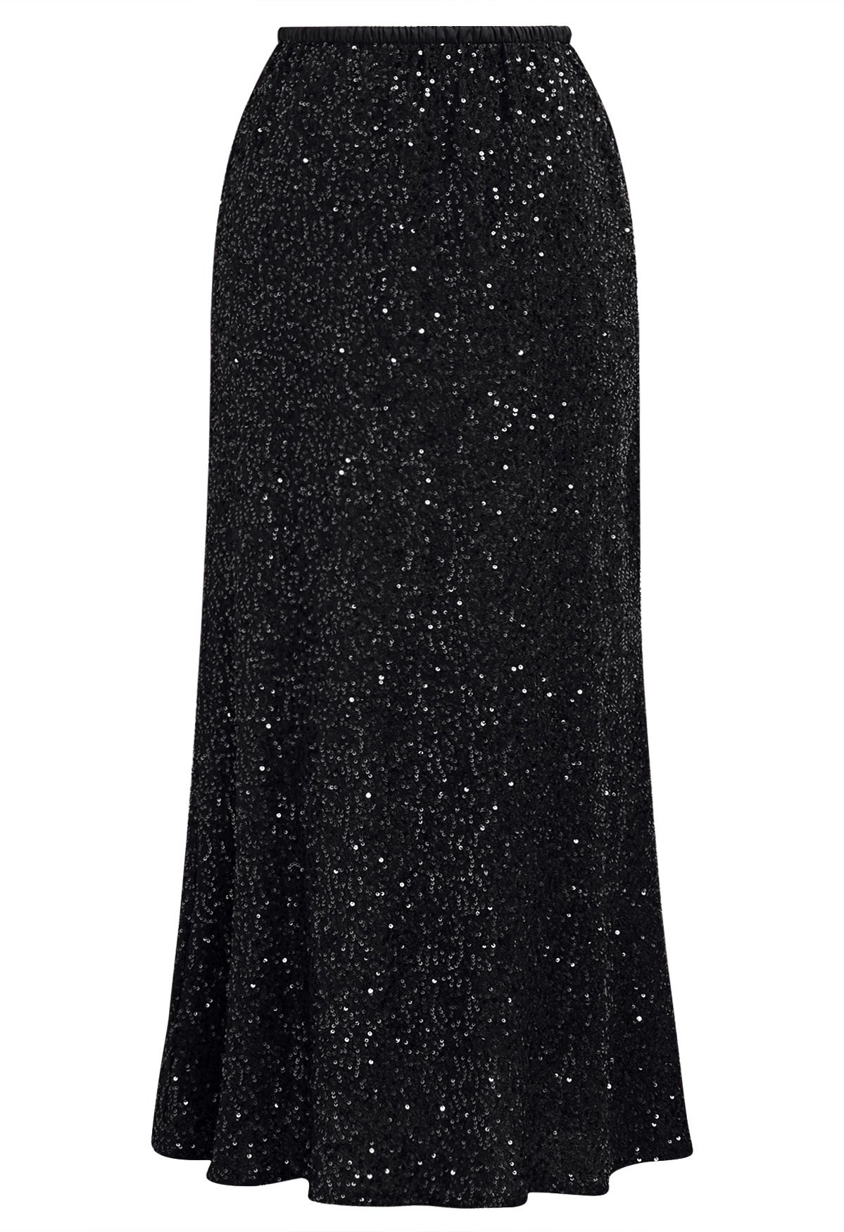 Full Sequin Mermaid Maxi Skirt in Black