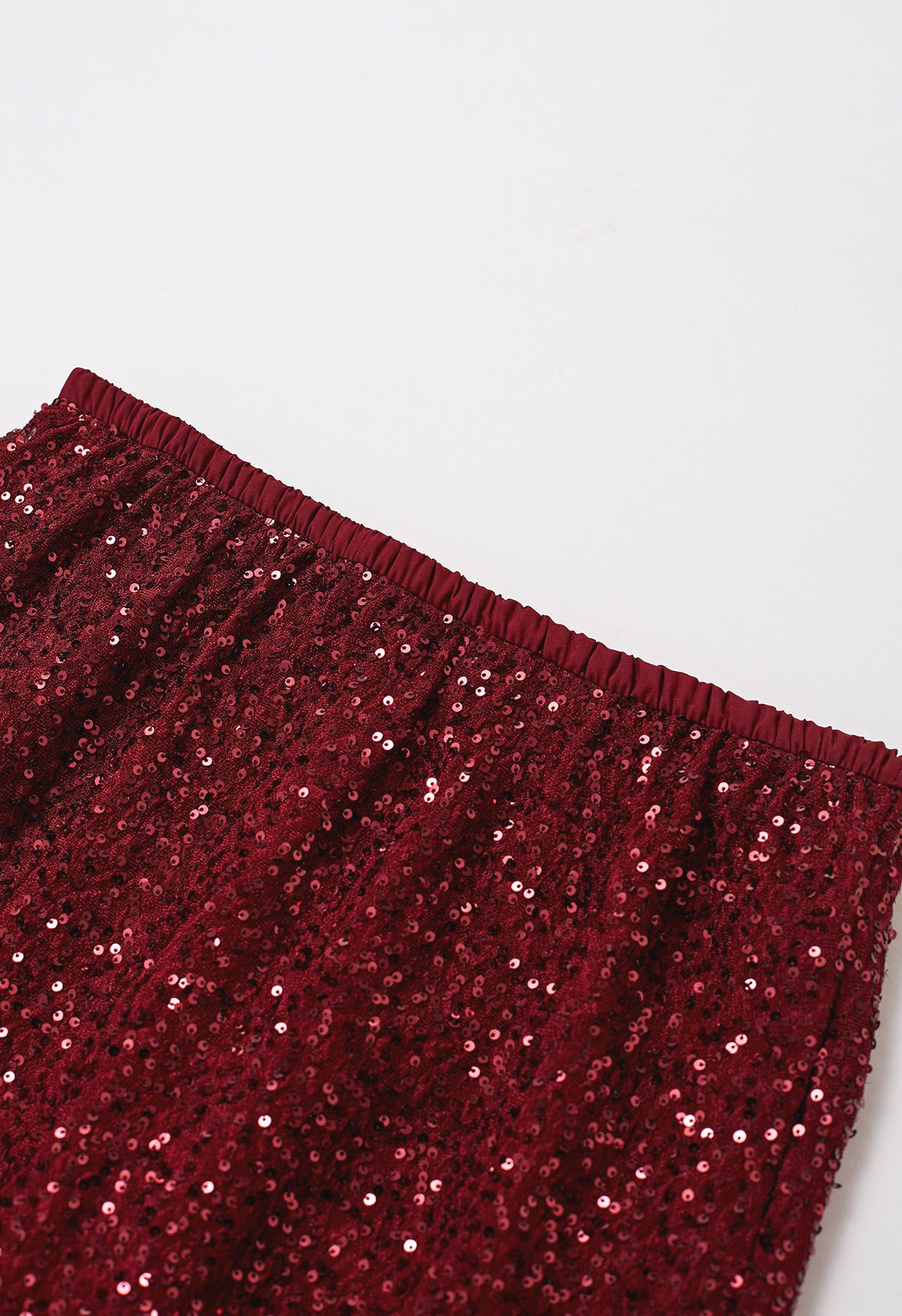 Full Sequin Mermaid Maxi Skirt in Red