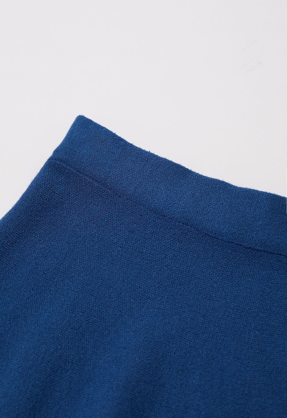 Solid Color A-Line Knit Midi Skirt in Indigo