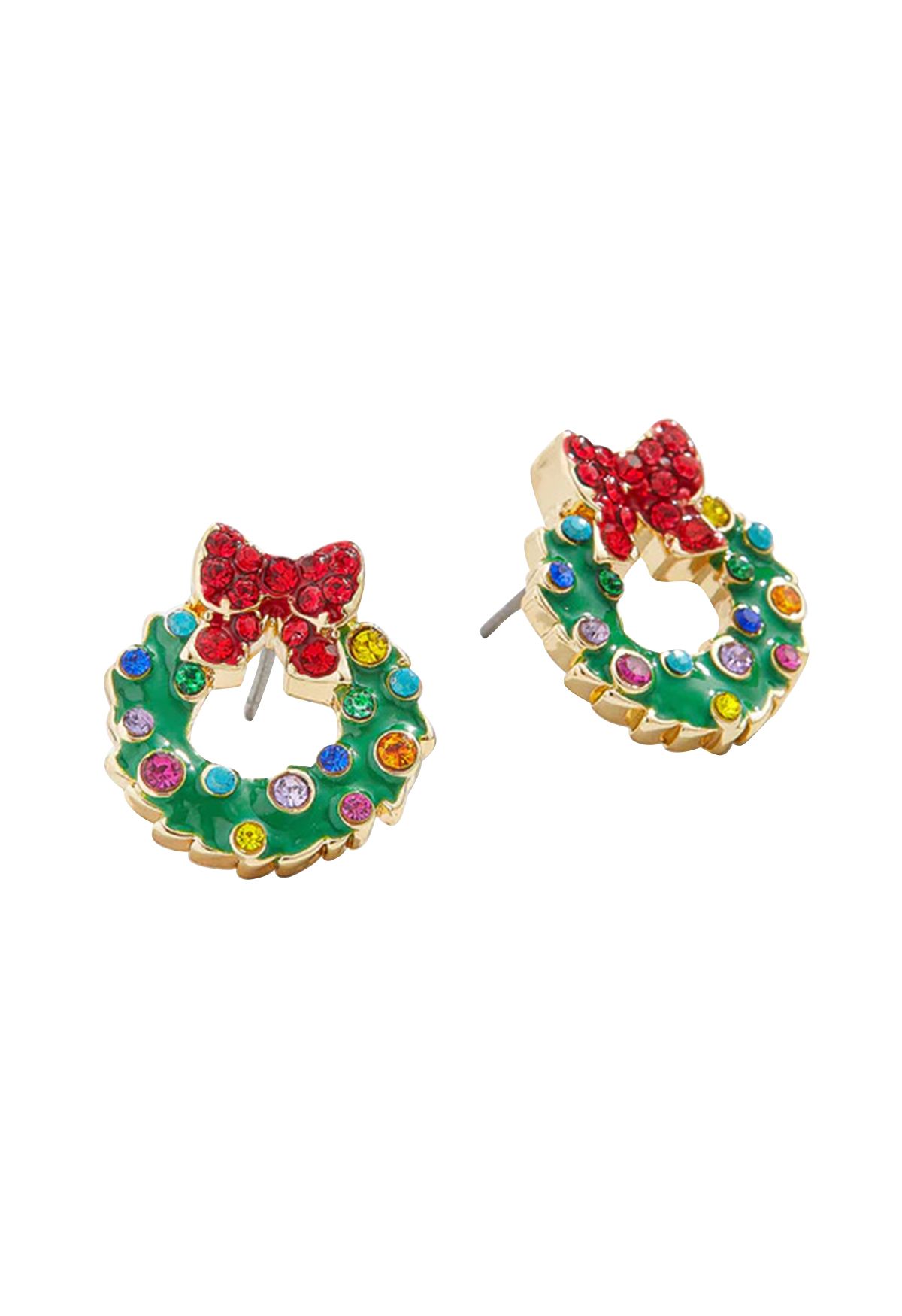 Colorful Rhinestones Bow Wreath Earrings