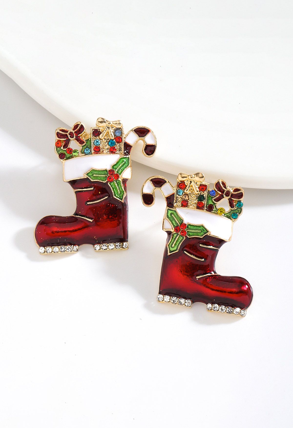 Festive Ornament Christmas Boot Earrings