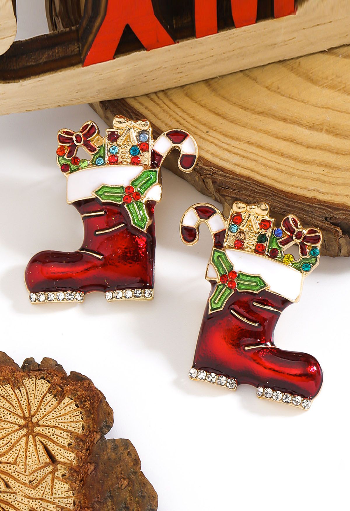 Festive Ornament Christmas Boot Earrings