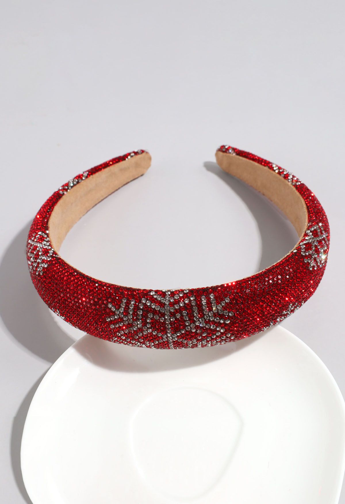 Snowflake Rhinestone Sponge Headband in Red