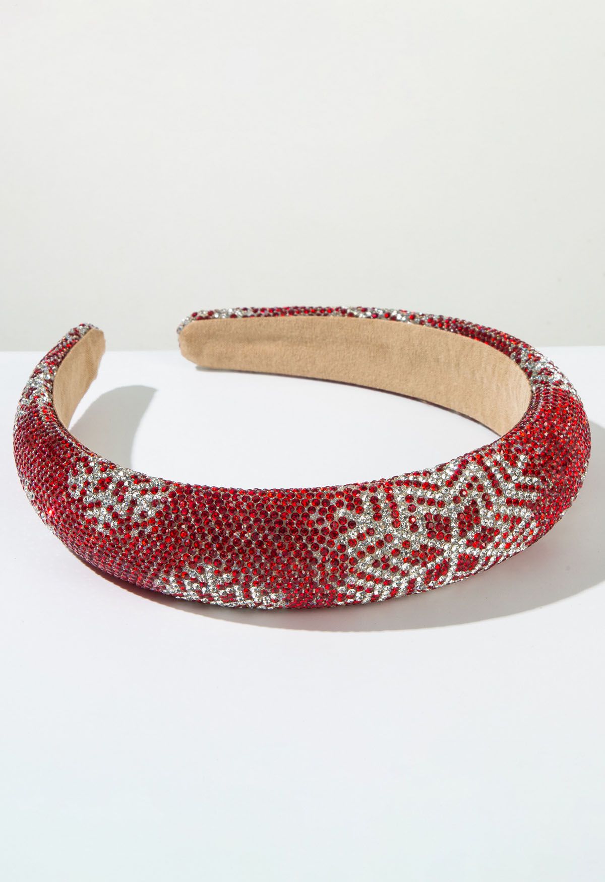 Snowflake Rhinestone Sponge Headband in Red