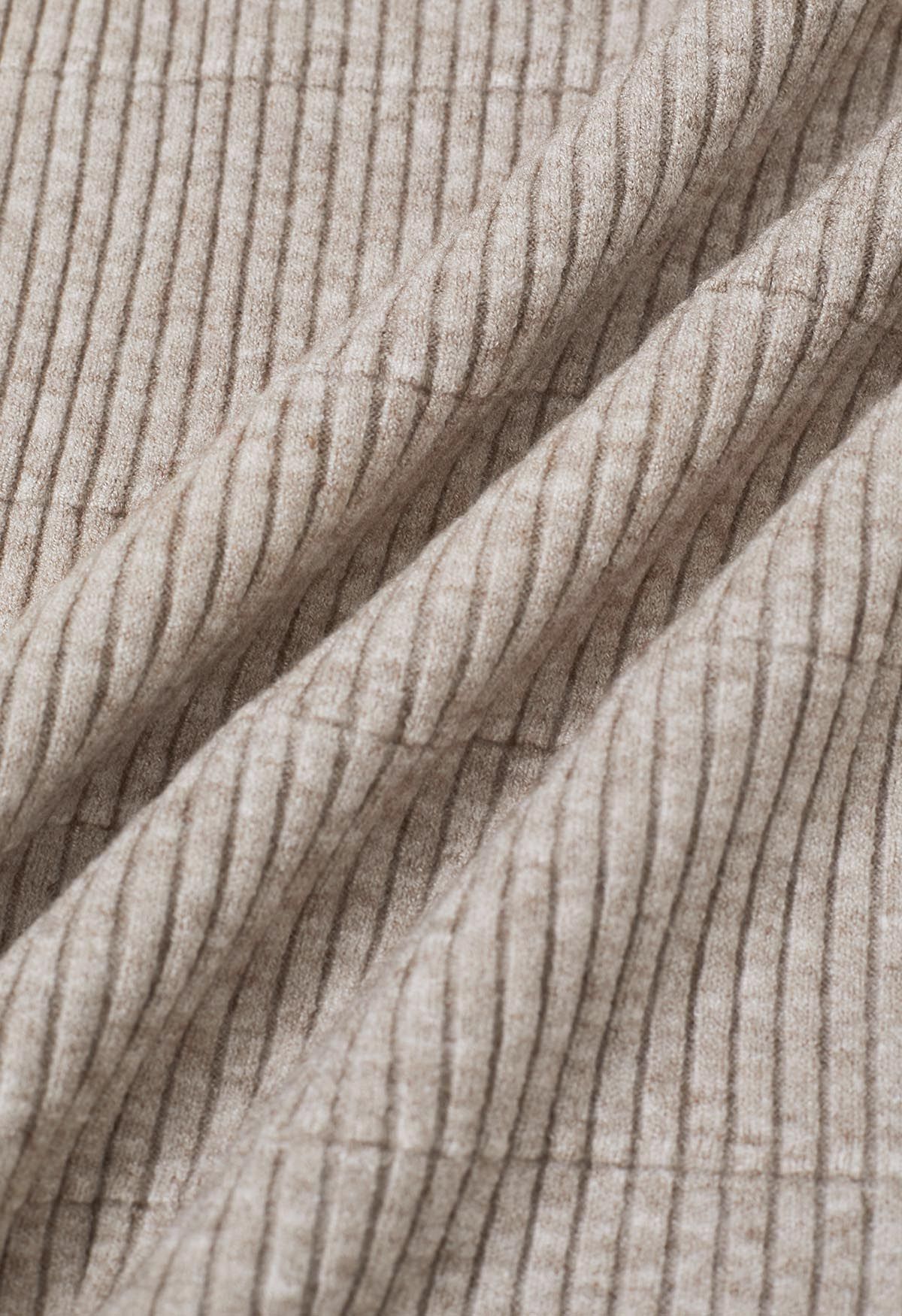 Softness Turtleneck Ribbed Texture Knit Top in Oatmeal