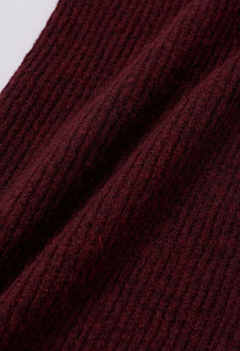 Burgundy Stripes Half-Zip Sweater and Pants Set