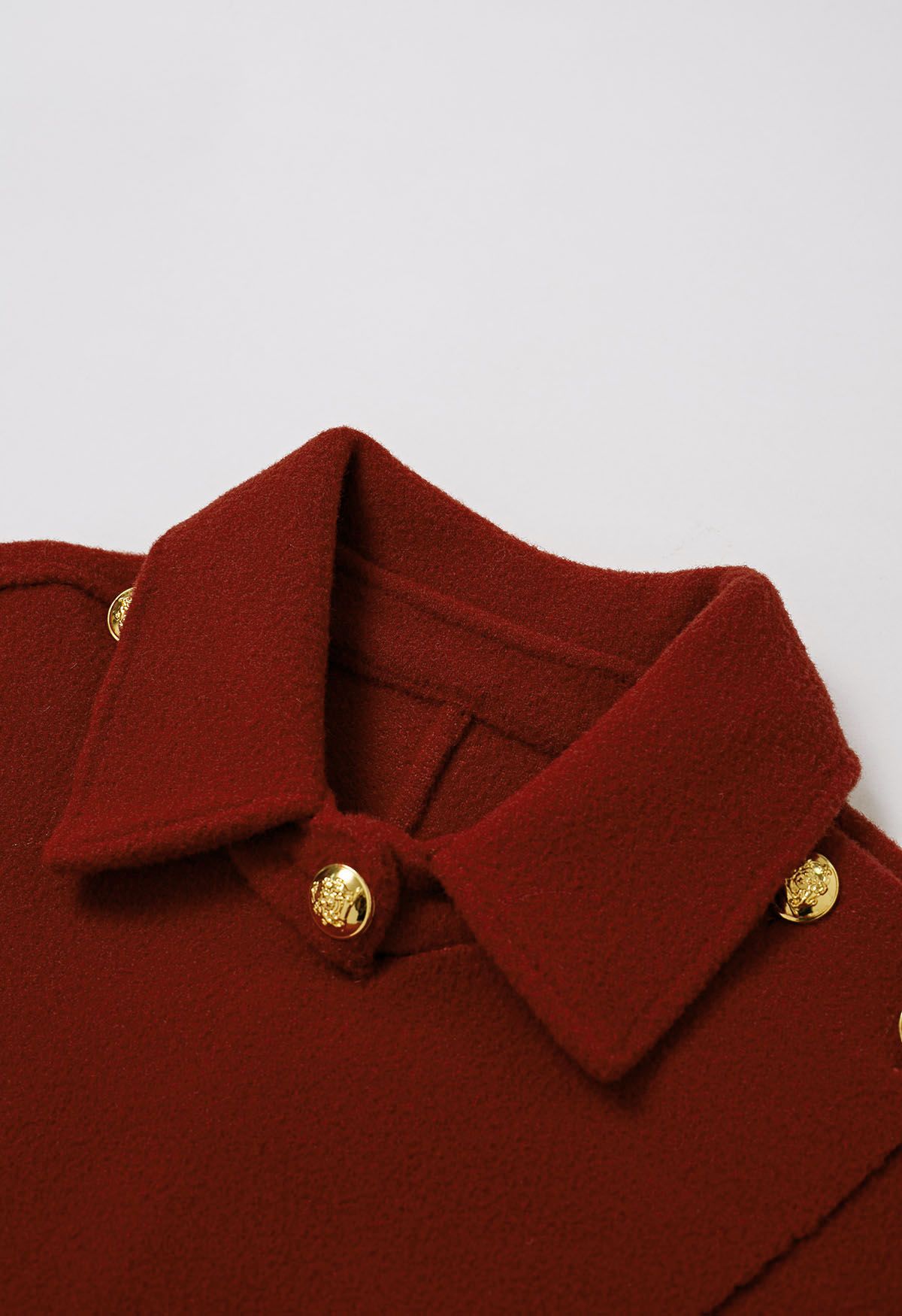 Golden Button Wrapped Knit Cape in Red