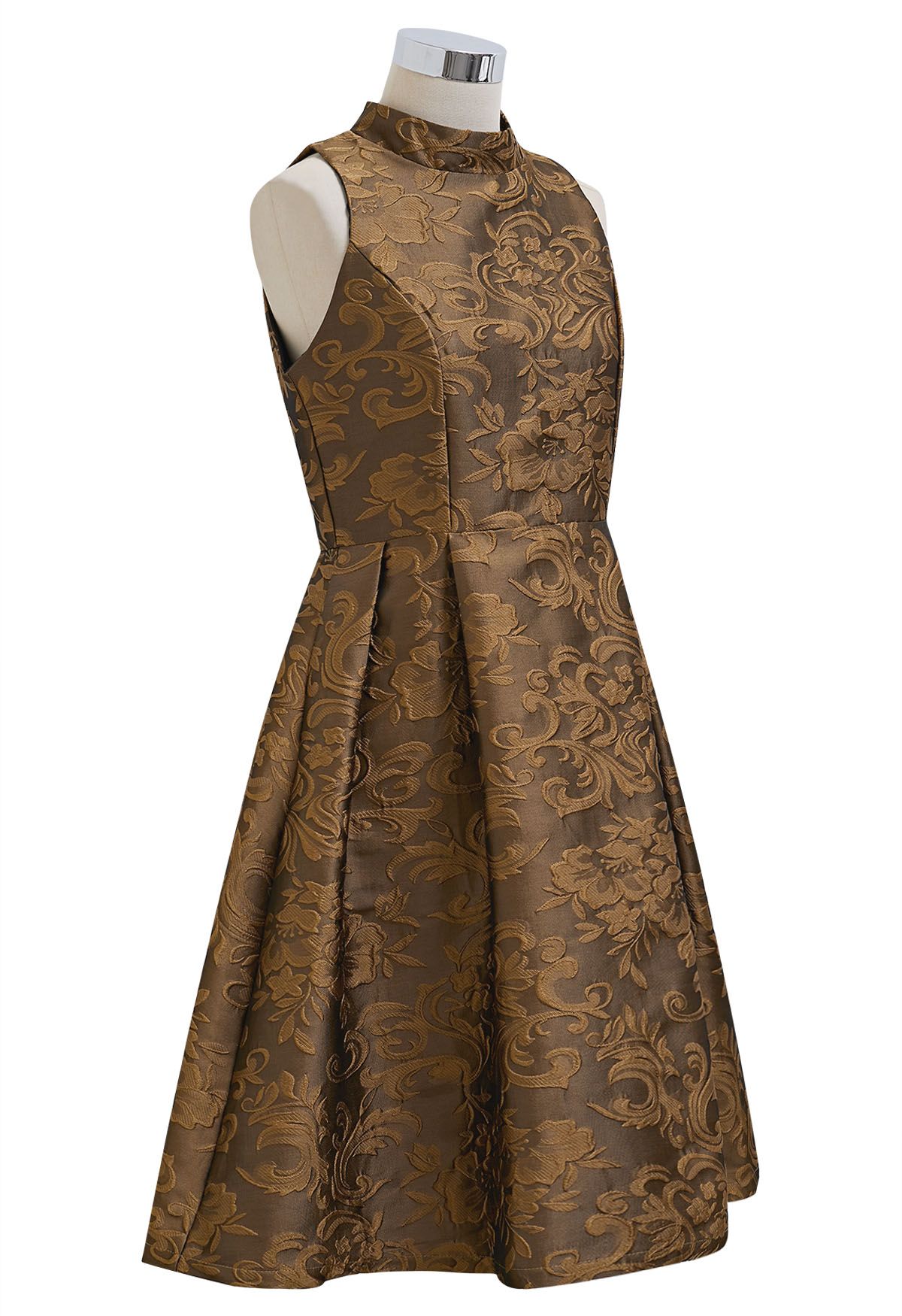 Splendid Floral Jacquard Sleeveless Dress in Bronze