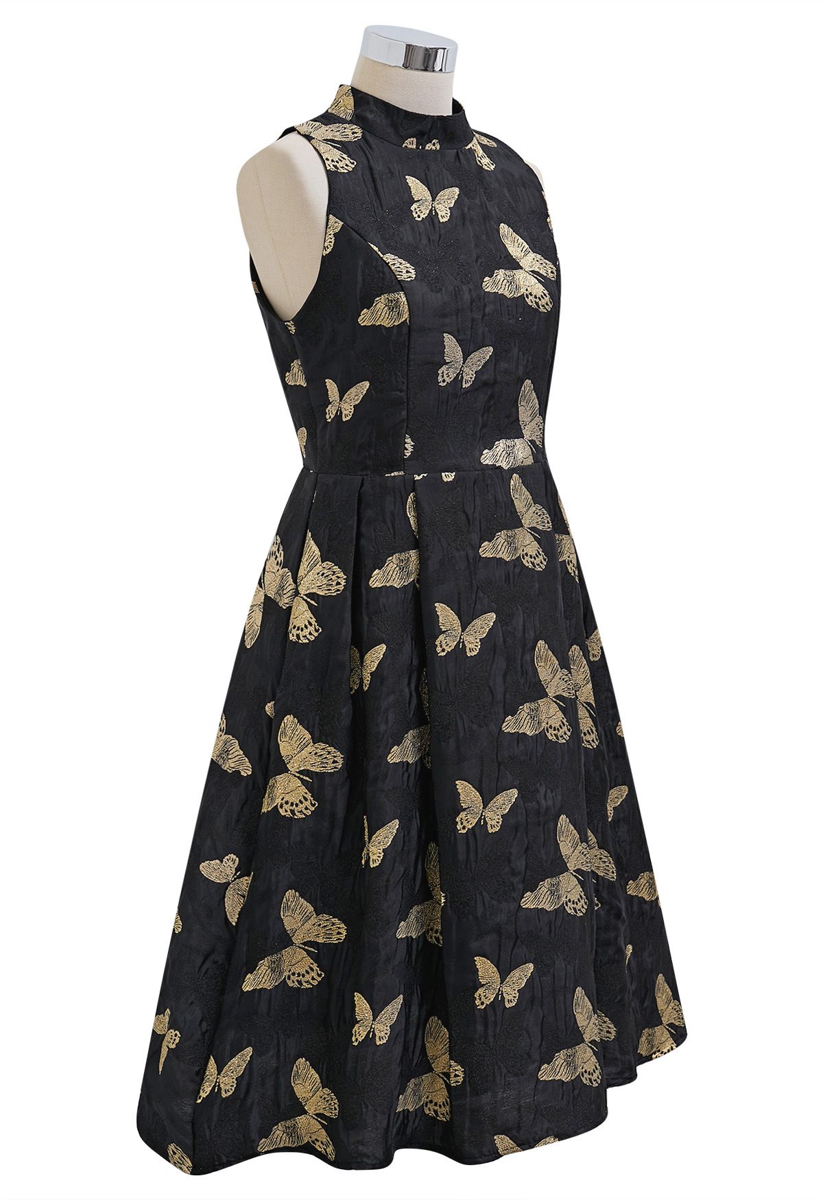 Exquisite Butterfly Jacquard Sleeveless Dress