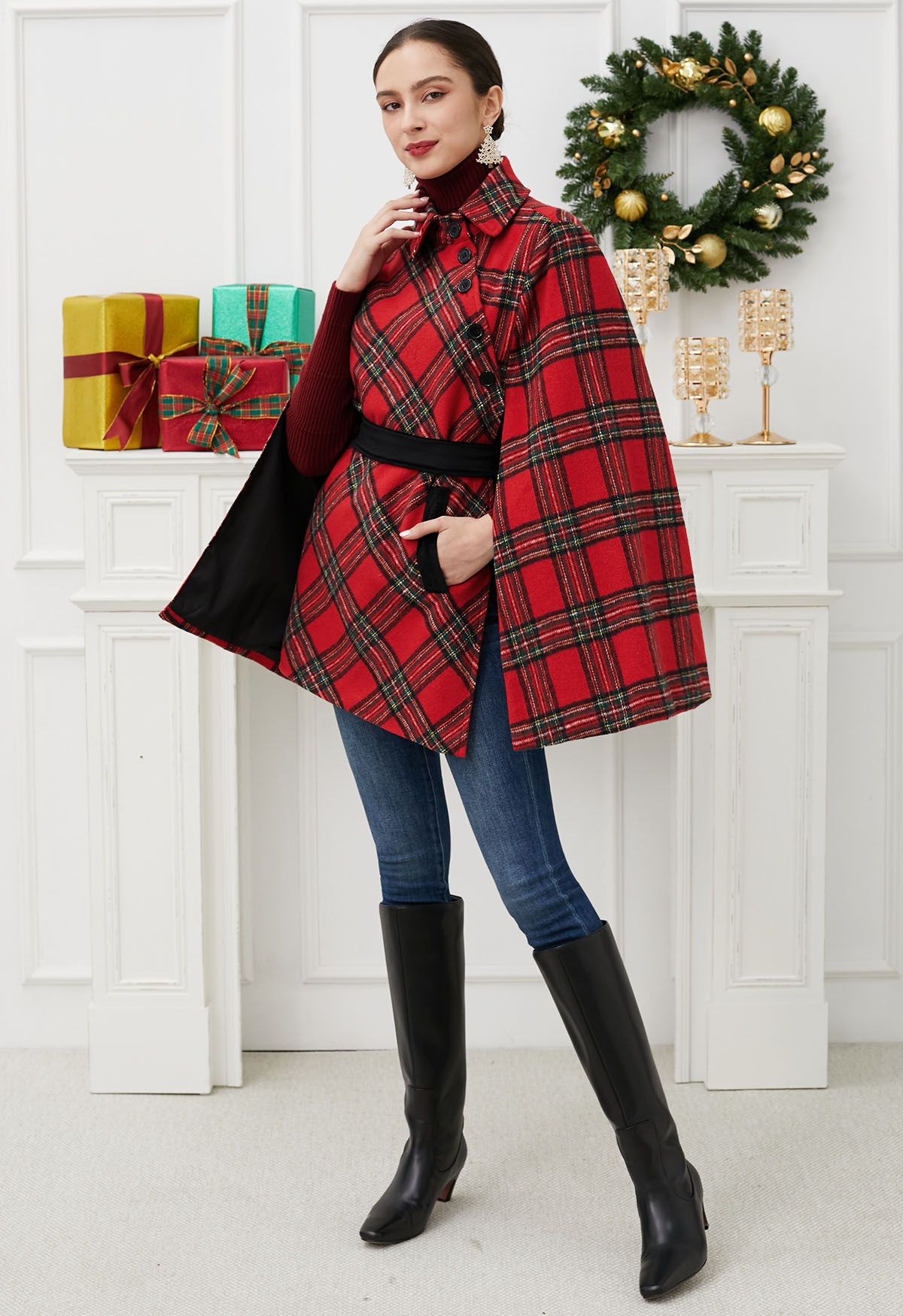 Plaid cape coat best sale