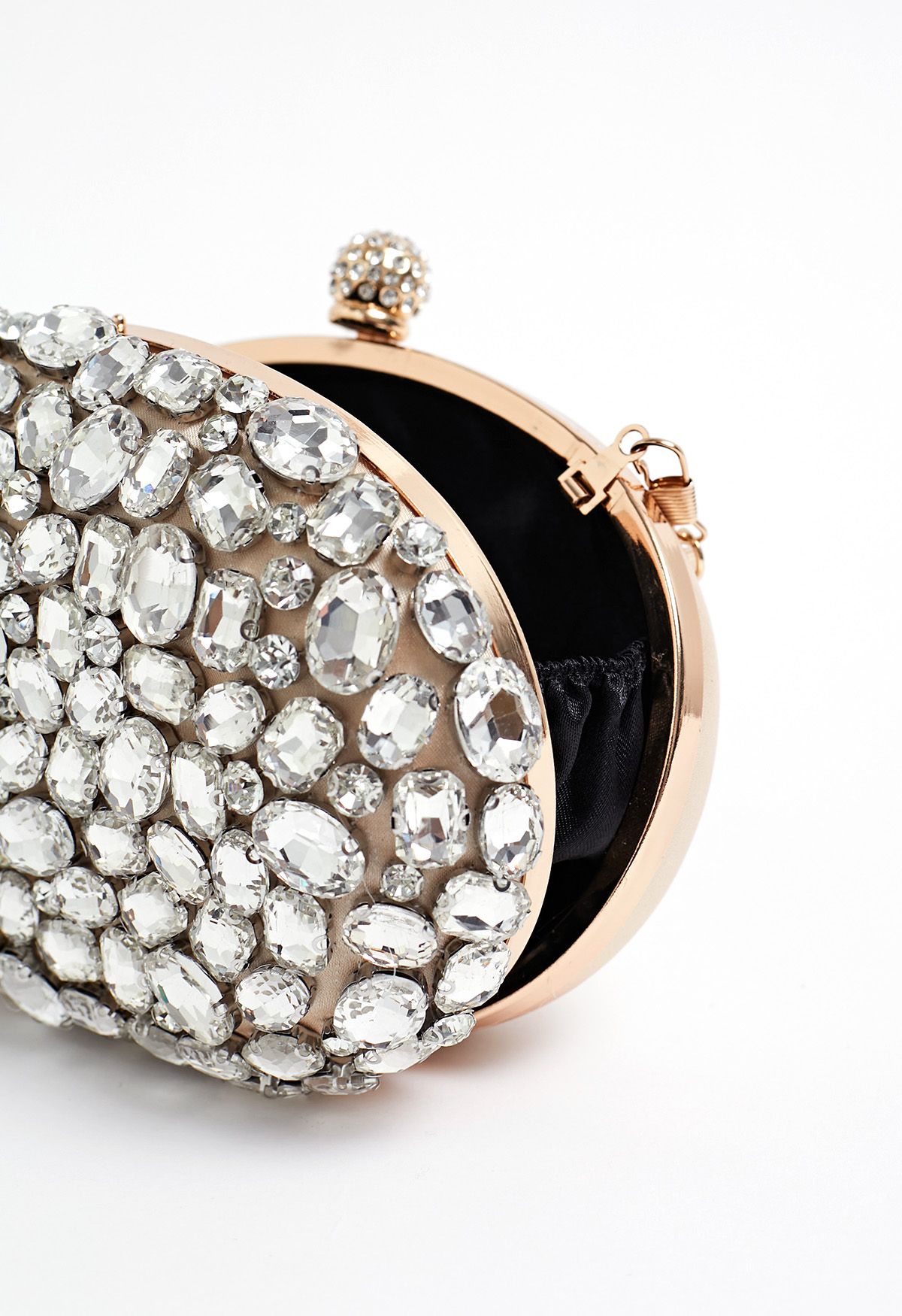 Sparkly Rhinestones Oval Clutch in Champagne