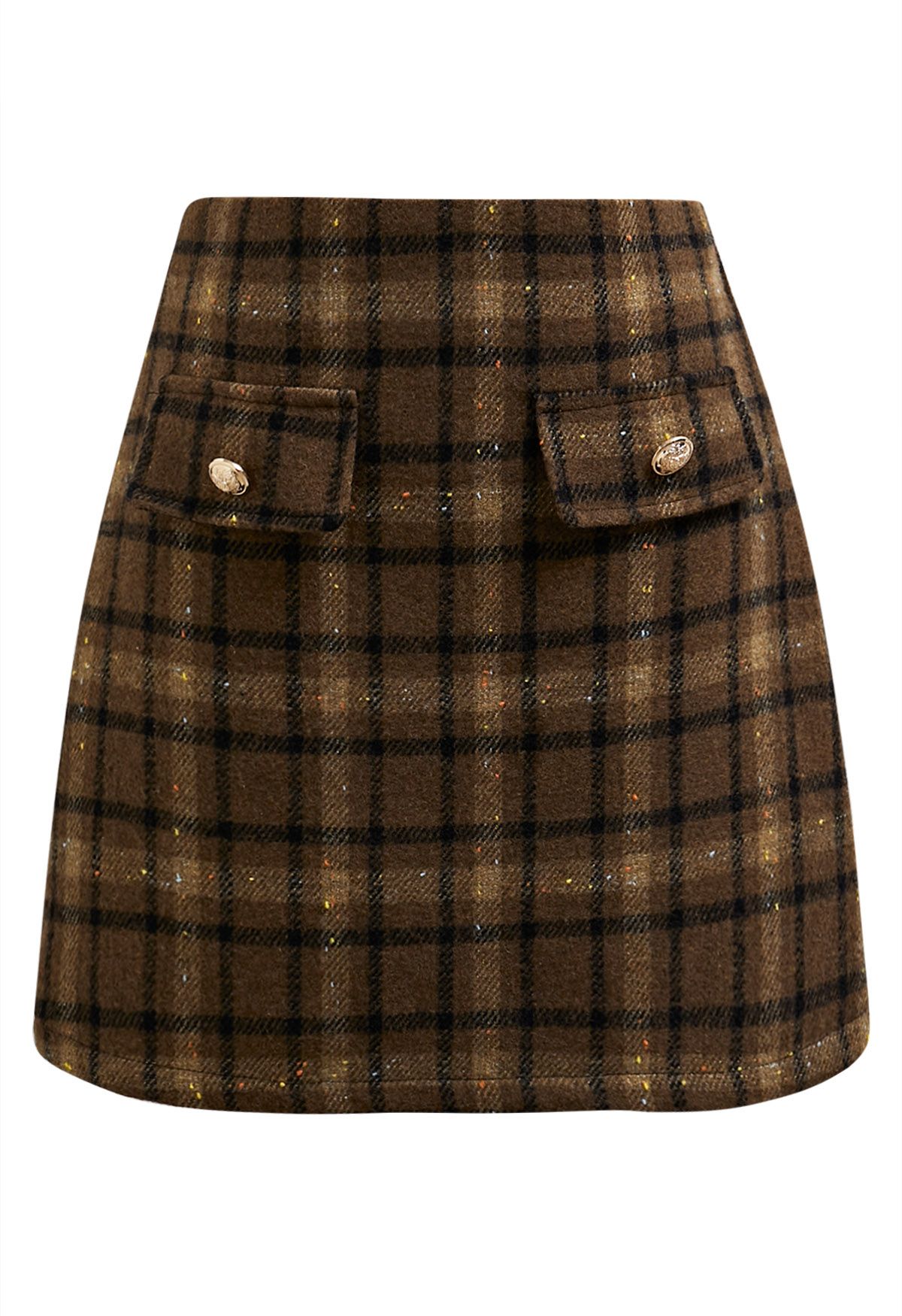 Flickering Plaid Mini Bud Skirt in Brown