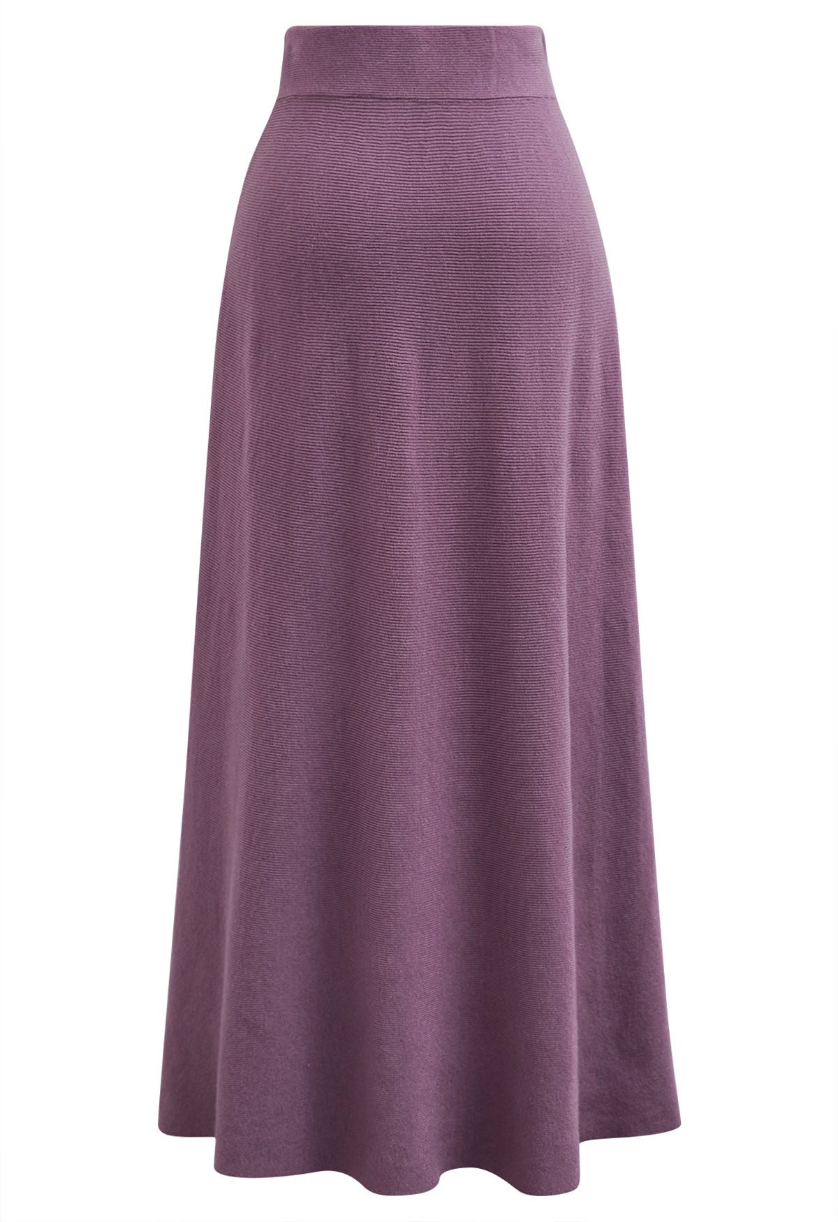 Little Bow Decorated Pleats Knit Maxi Skirt in Lilac