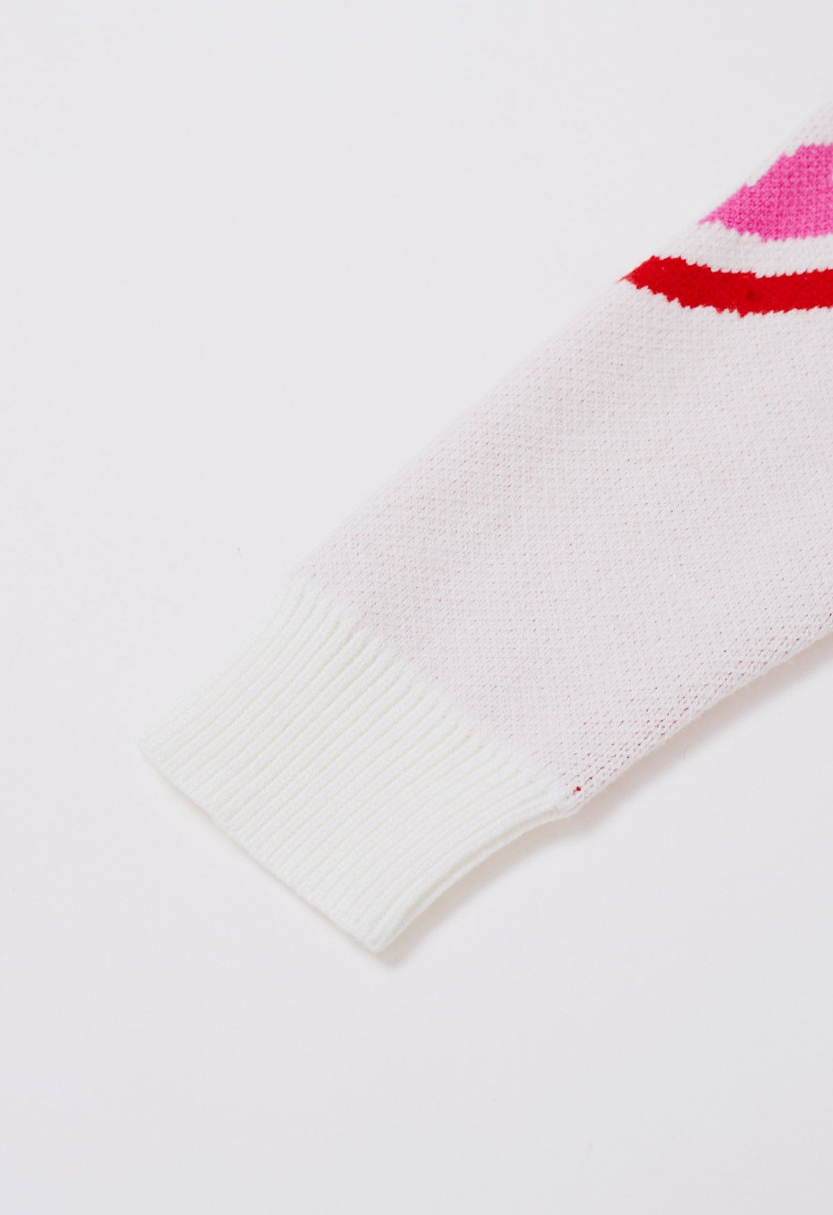 Heart Fluttering Crew Neck Knit Sweater in White