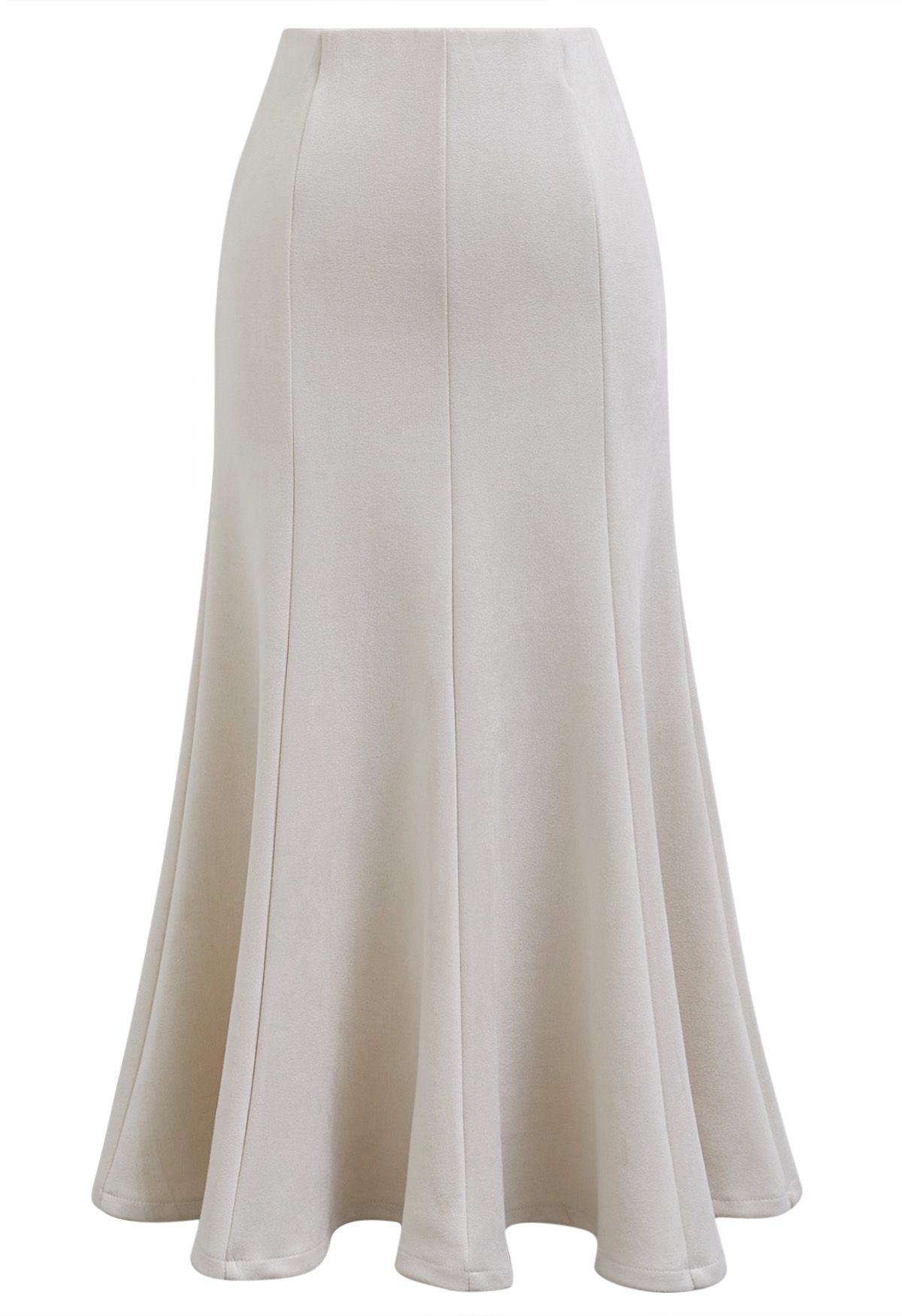 Seam Details Flare Midi Skirt in Ivory