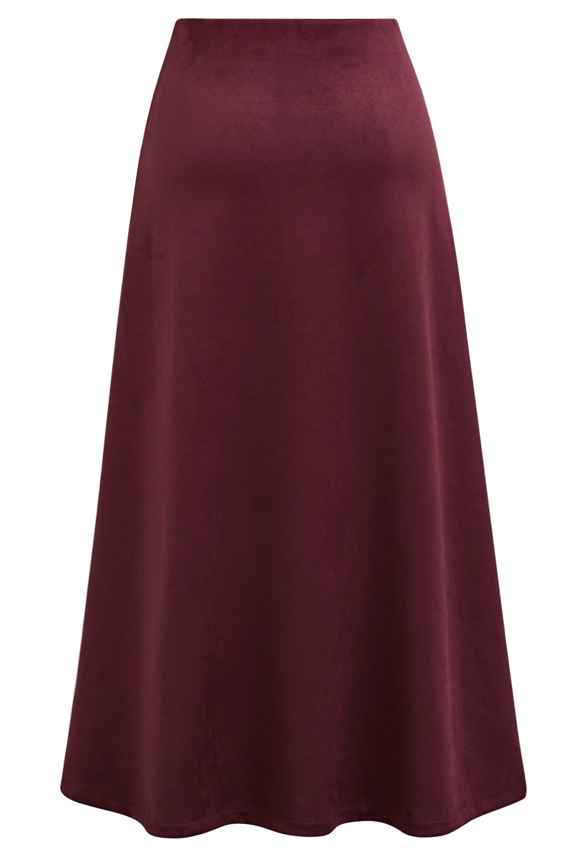 Minimalist Aesthetic A-Line Midi Skirt in Burgundy