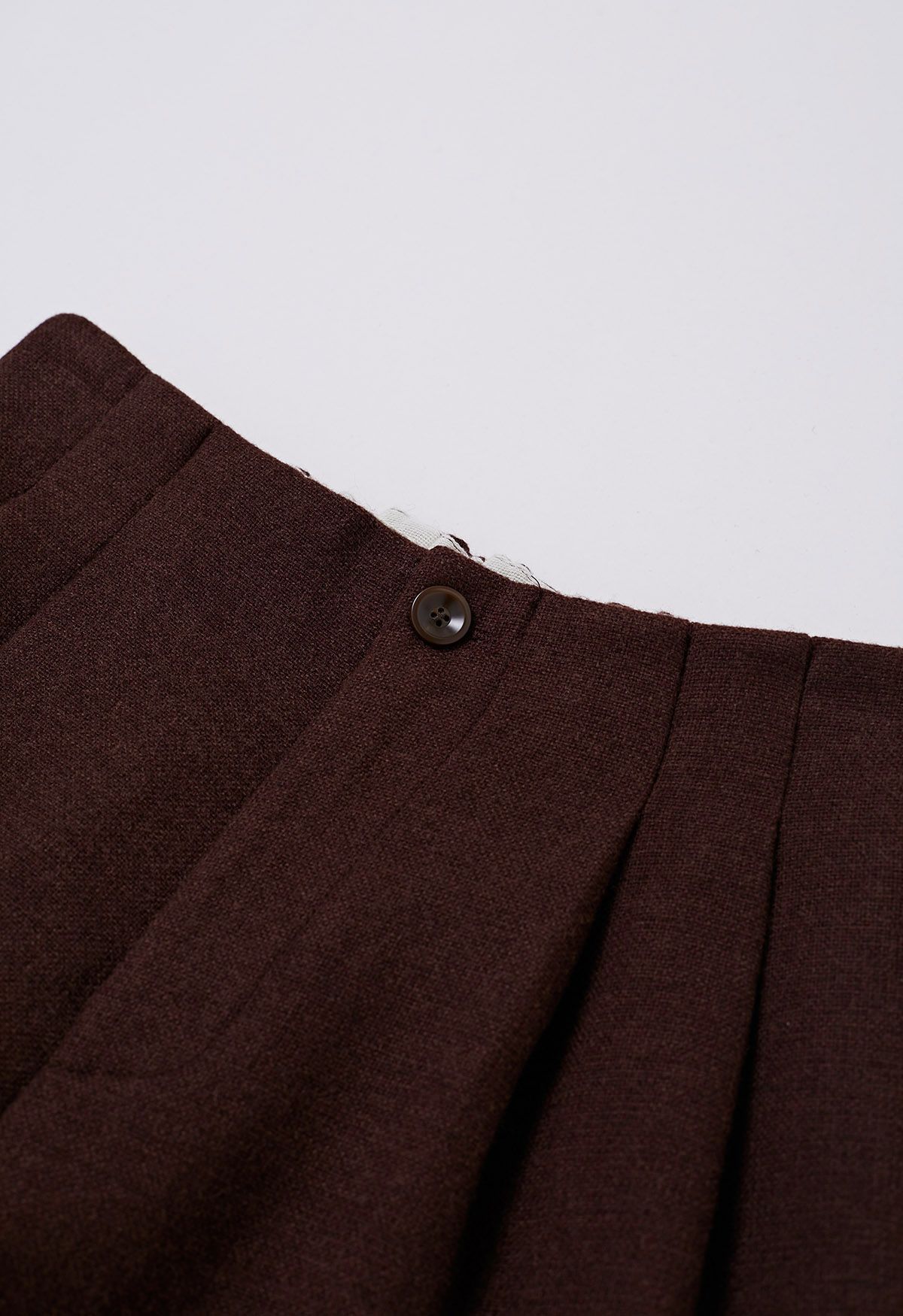 Side Pockets Pleats Wide-Leg Pants in Burgundy