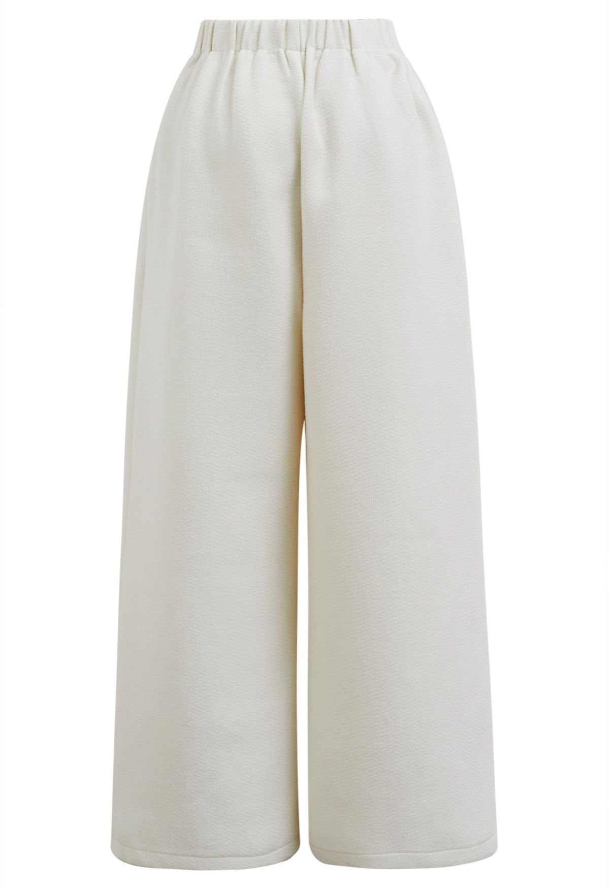 Side Pockets Pleats Wide-Leg Pants in Ivory