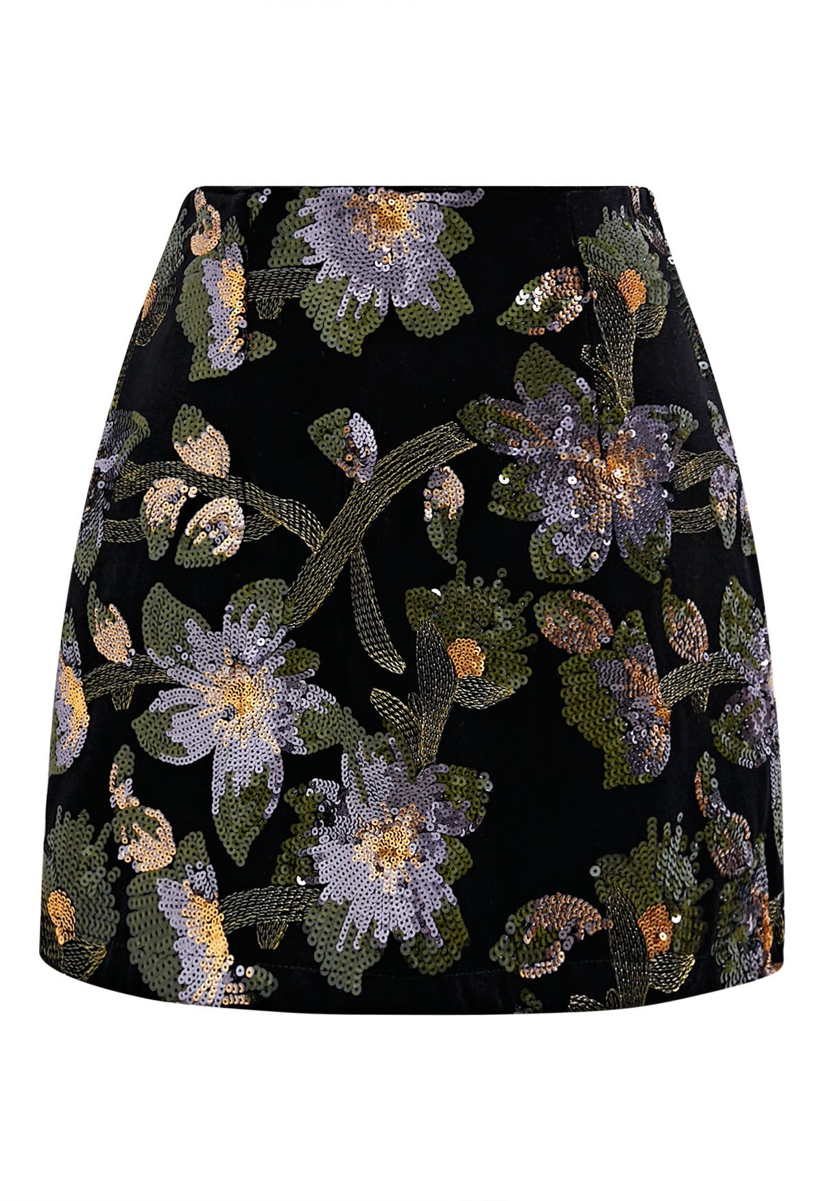 Midnight Bloom Sequin Mini Bud Skirt