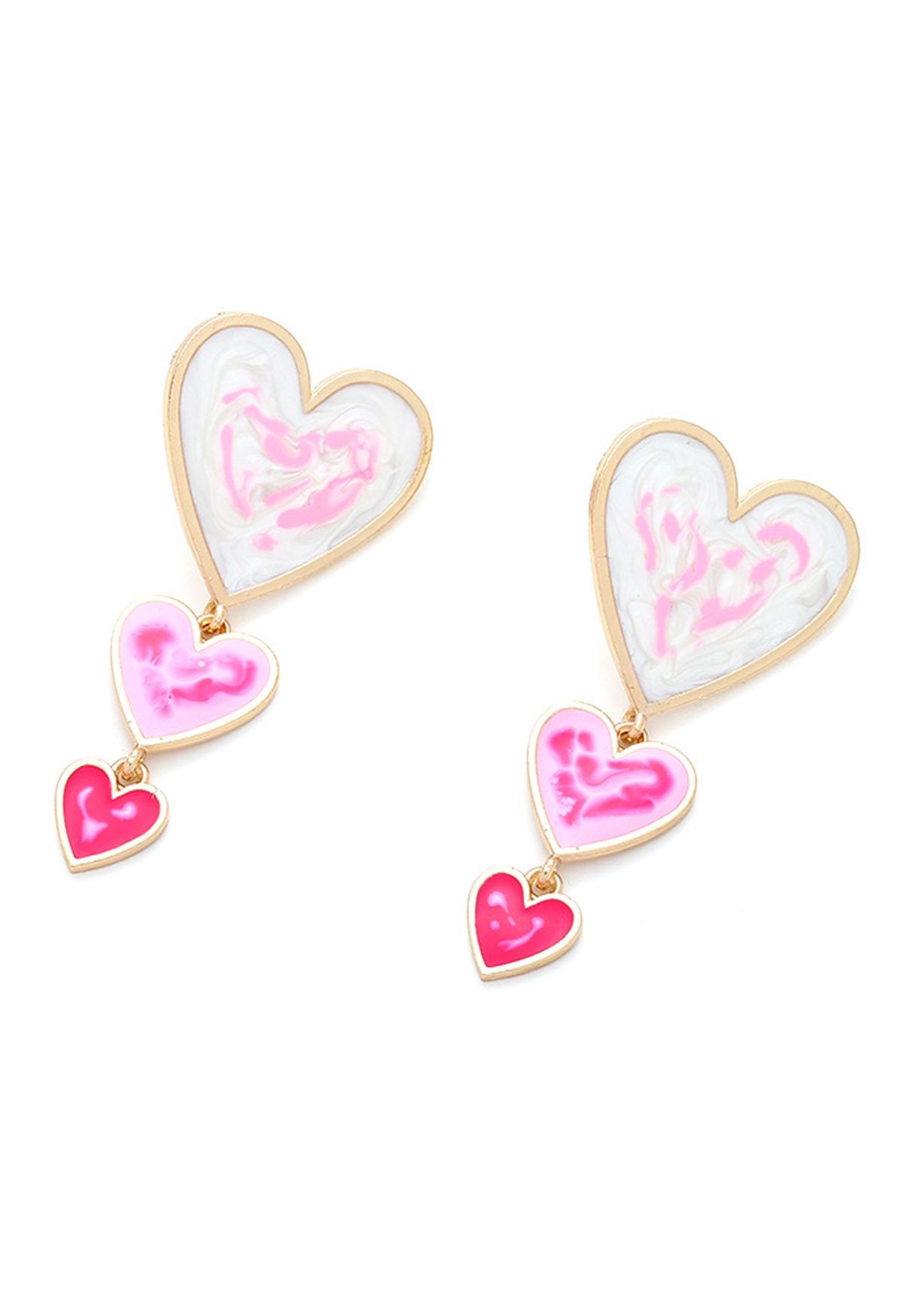 Multilayer Ombre Heart Oil Spill Enamel Earrings