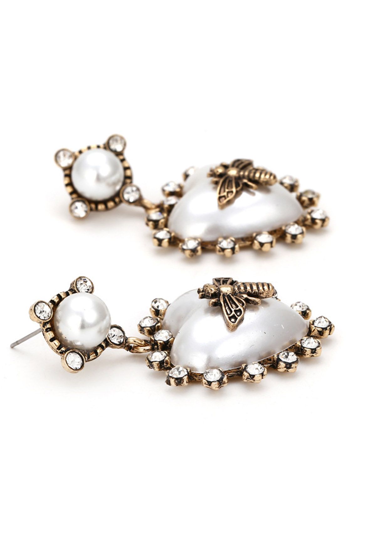 Baroque Heart and Bee Pearl Earrings