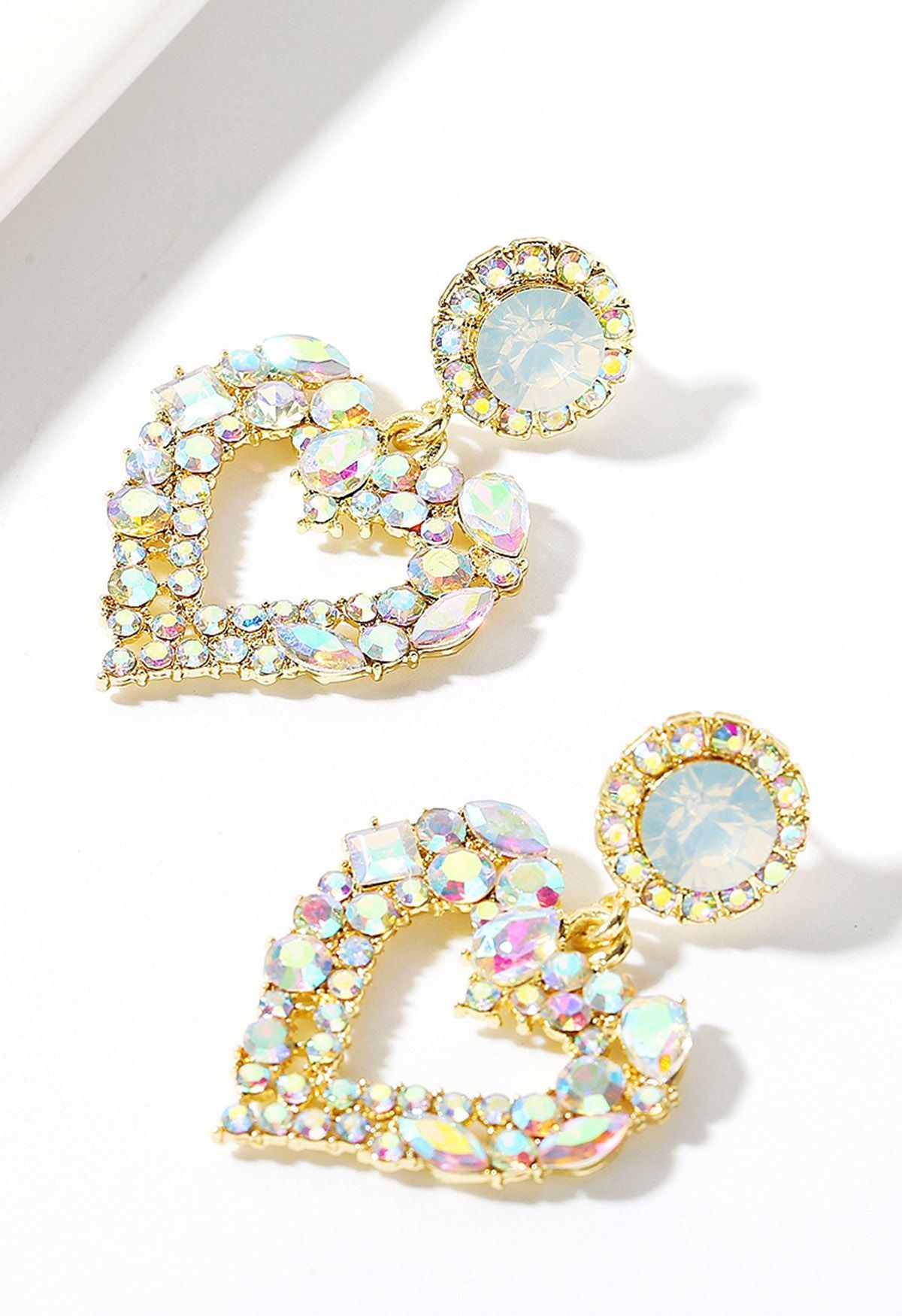 Colorful Rhinestone Heart Earrings