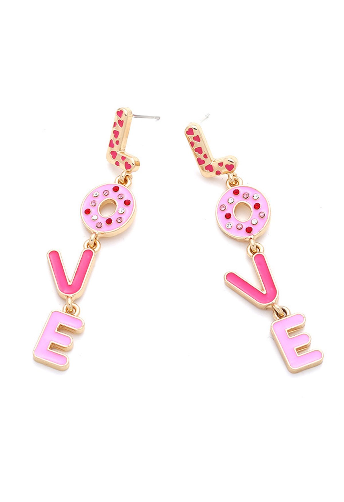 Love Letters Rhinestone Oil Spilling Earrings