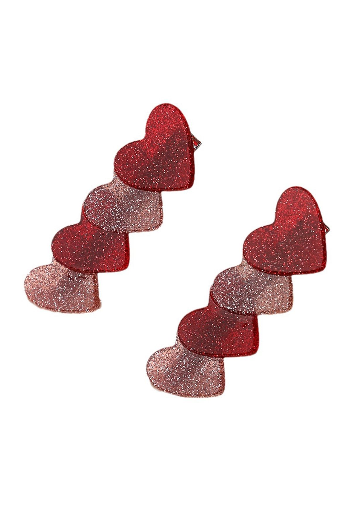 Glittering Hearts Acrylic Hair Clip